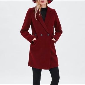 NWT Zara Dark Red/Burgundy Menswear Wool Coat